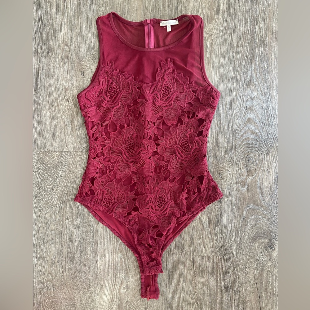 Burgundy Lace Bodysuit
